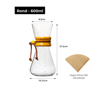 Cafetière Goutte à Goutte en Verre – Style Chemex