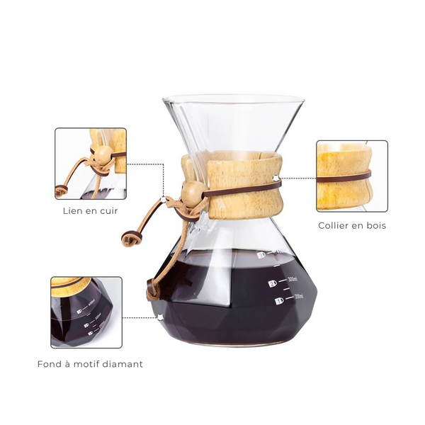 Cafetière Goutte à Goutte en Verre – Style Chemex