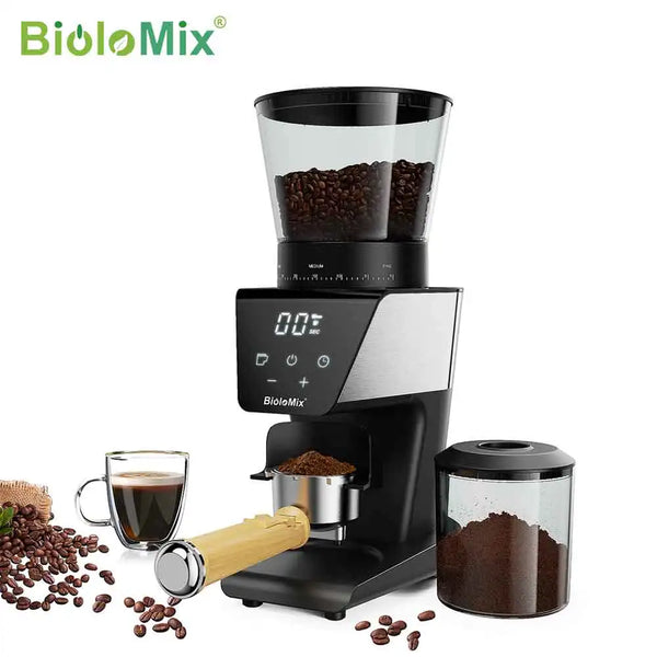 Automatic Burr Mill Electric Coffee Grinder with 30 Gears for Espresso American Coffee Pour over Visual Bean Storage