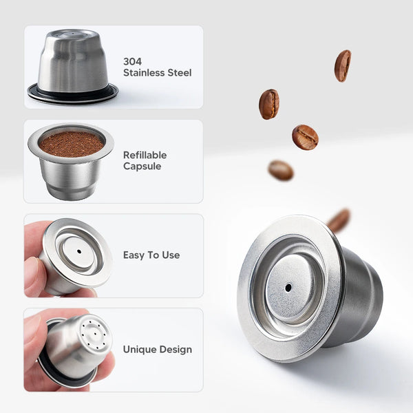 Coffee Capsule Reusable Pods for Nespresso Stainless Steel Coffee Filter Espresso Crema Pod Manufacturer'S New Upgrade